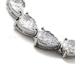 Rack Plating Brass Pave Cubic Zirconia Teardrop Links Bracelets for Women&nbsp;BJEW-H604-01P-05