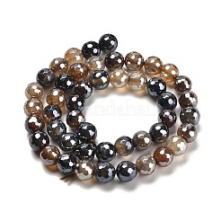Electroplated Natural Agate Round Beads Strands&nbsp;G-L598-A01-02B