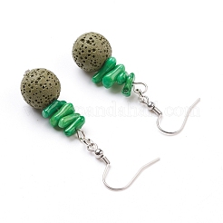 Natural Lava Rock Dangle Earrings&nbsp;EJEW-E260-B14