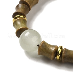 Sandalwood Verawood Bamboo Joint Beaded Stretch Bracelet&nbsp;BJEW-B080-13D