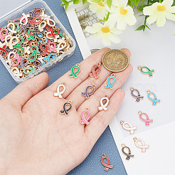 96Pcs 8 Colors Alloy Enamel Pendants&nbsp;ENAM-HY0003-04