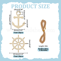 40Pcs 2 Styles Nautical Wood Big Pendants&nbsp;WOOD-ME0001-08