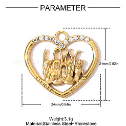 304 Stainless Steel Rhinestone Pendants&nbsp;STAS-OY008-89G