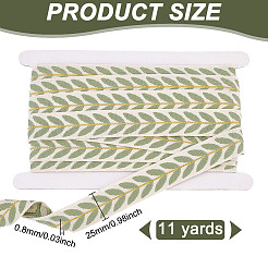 10.5~11 Yards Polyester Embroidery Leaf Ribbons&nbsp;OCOR-GO0001-10