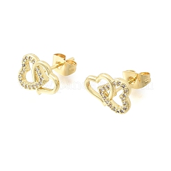 Brass Micro Pave Cubic Zirconia Stud Earrings&nbsp;KK-CBA5B62-01A-G