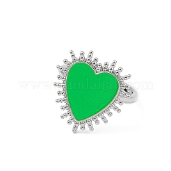 Adjustable Enamel Heart Signet Ring&nbsp;RJEW-K240-01P