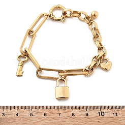 304 Stainless Steel Paperclip & Rolo Chains Charm Bracelets for Women&nbsp;BJEW-C089-03G