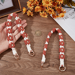 2Pcs Cotton Woven Flower Wrist Strap Lanyard&nbsp;HJEW-BBC0001-10E