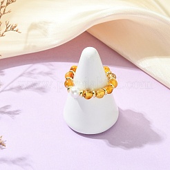 Adjustable Natural Amber Finger Rings&nbsp;RJEW-JR01089
