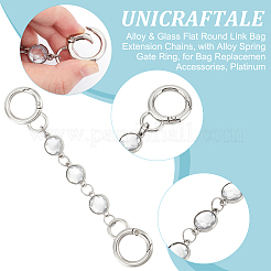 2Pcs Alloy & Glass Flat Round Link Bag Extension Chains&nbsp;FIND-UN00019