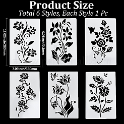 6Pcs 6 Styles Flower Theme PET Plastic Hollow Out Drawing Painting Stencils Templates&nbsp;DIY-WH20009-46