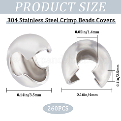 260Pcs 304 Stainless Steel Crimp Beads Covers&nbsp;STAS-CN0001-65