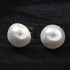 304 Stainless Steel Plastic Imitation Pearl Stud Earrings&nbsp;EJEW-R030-01G-02