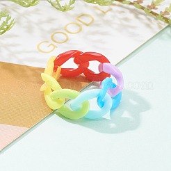 Opaque Acrylic Curb Chain Finger Rings&nbsp;RJEW-JR00325