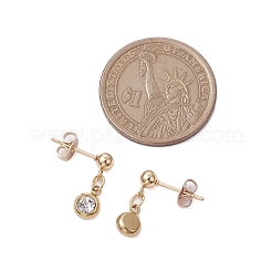 Flat Round 201 Stainless Steel Rhinestone Stud Dangle Earrings for Women&nbsp;EJEW-JE05920