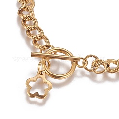 Ion Plating(IP) 304 Stainless Steel Curb Chain Bracelets&nbsp;BJEW-I274-11G
