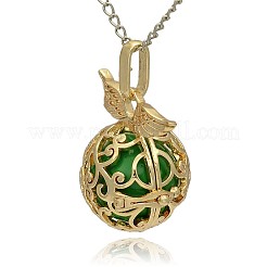 Golden Tone Brass Hollow Round Cage Pendants&nbsp;KK-J230-05G