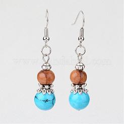 Natural or Synthetic Natural & Synthetic Mixed Stone Dangle Earrings&nbsp;EJEW-JE02106