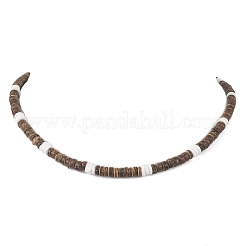 Natural White Shell & Coconut Heishi Beaded Necklaces for Women&nbsp;NJEW-JN05473-01