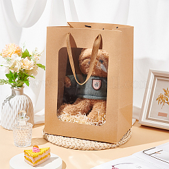 Paper Visible Window Gift Bags with Rope Handles&nbsp;ABAG-WH0040-14B