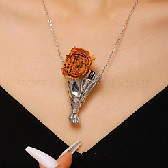 Alloy Bouquet Pendant Necklaces for Dried Flower&nbsp;WGF058D-01