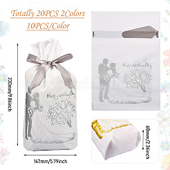 20pcs 2 Colors Rectangle Plastic Candy Gift Bags&nbsp;ABAG-TA0001-35