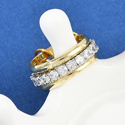 Brass Micro Pave Cubic Zirconia Finger Rings&nbsp;RJEW-D325-01PG-03