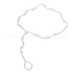 Plastic Pearl Round Beaded Anklets & Toe Ring Sets&nbsp;WG9A75F-01