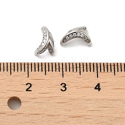 Rack Plating Brass Micro Pave Cubic Zirconia Beads Caps&nbsp;KK-F863-12P