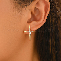 Brass Pave Cubic Zirconia Stud Earrings for Women&nbsp;HD7122