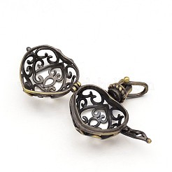 Heart Brass Hollow Cage Pendants&nbsp;KK-D389-02AB-RS