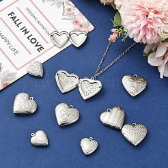 10Pcs 10 Styles 304 Stainless Steel Locket Pendants&nbsp;STAS-YW0011-31