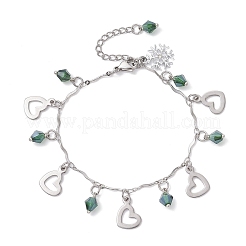 3Pcs 3 Colors 304 Stainless Steel & Alloy Rhinestone Charms Bracelets&nbsp;BJEW-JB12447