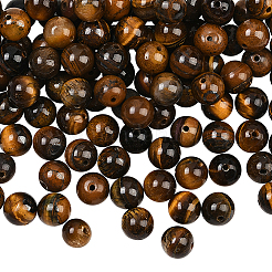 100Pcs Round Natural Tiger Eye Beads&nbsp;G-SP0001-21C