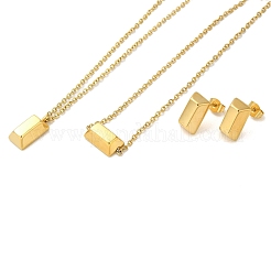 Rectangle 304 Stainless Steel Pendant Necklaces & Bracelets & Stud Earrings Sets for Women&nbsp;SJEW-C004-07G