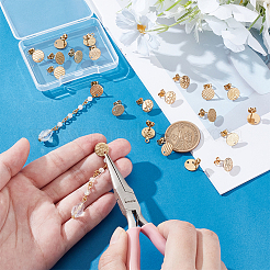 24Pcs 6 Style Flat Round with Textured 304 Stainless Steel Stud Earring Findings&nbsp;STAS-UN0027-39