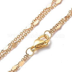 Brass Link Chain Double Layer Necklaces&nbsp;NJEW-JN03993
