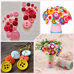 300Pcs 2 Colors Resin Buttons&nbsp;DIY-SP0003-98B