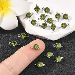 SHEGRACE Brass Pave Cubic Zirconia Flat Round Connector Charms&nbsp;XGRQ2O414-435D-P
