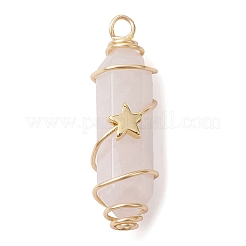 3Pcs 3 Styles Natural Rose Quartz Copper Wire Wrapped Pointed Pendants&nbsp;PALLOY-JF02460-01