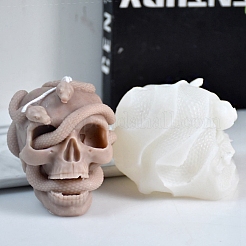 DIY Halloween Skull & Snake Candle Food Grade Silicone Statue Molds&nbsp;SNAK-PW0001-11