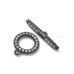 Brass Micro Pave Clear Cubic Zirconia Toggle Clasps&nbsp;KK-G548-26