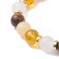 Natural & Synthetic Mixed Gemstone Round Beads Stretch Bracelets for Women&nbsp;BJEW-JB12631-06