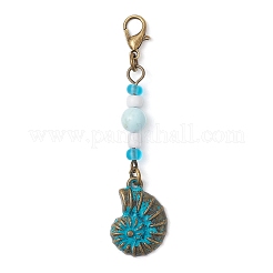9Pcs Ocean Theme Alloy Charm & Glass Beads Pendant Decorations&nbsp;HJEW-JM03158