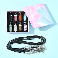 DIY Natural & Synthetic Gemstone & Waxed Cord Necklace Making Kits&nbsp;DIY-FS0008-04B