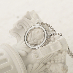 S925 Silver Geometric Circle Collarbone Necklace Fashion Simple Gentle&nbsp;JC3788