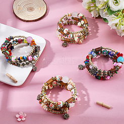 4Pcs 2 Colors Boho Multi-strand Irregular Synthetic Turquoise Beads Wrap Bracelet&nbsp;BJEW-PA0001-07