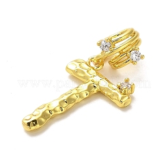 Rack Plating Brass Micro Pave Cubic Zirconia European Dangle Charms&nbsp;KK-L210-015G-T