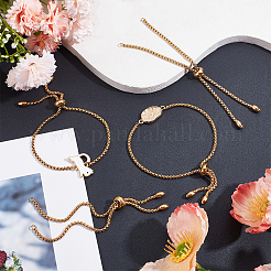 8Pcs Adjustable 304 Stainless Steel Slider Bracelets Making&nbsp;STAS-SC0006-03G