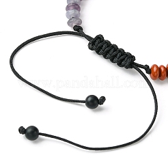 Natural & Synthetic Mixed Gemstone Flat Round Braided Bead Bracelets&nbsp;BJEW-JB09710-01